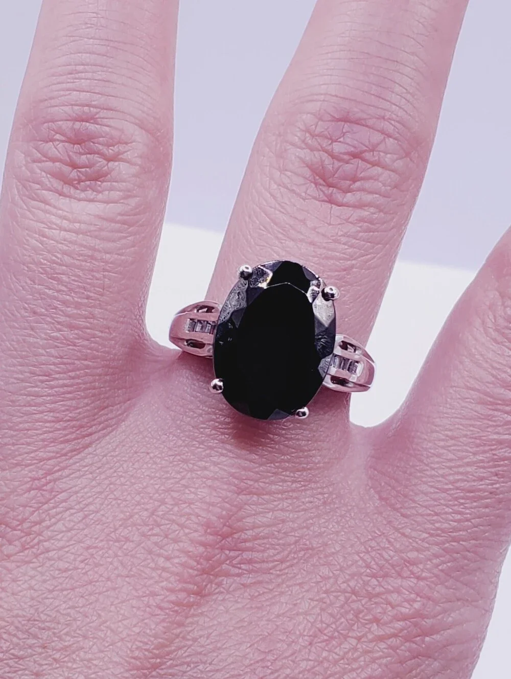 Oval Elite Shungite & White Topaz Platinum | 925 Sterling Silver Ring